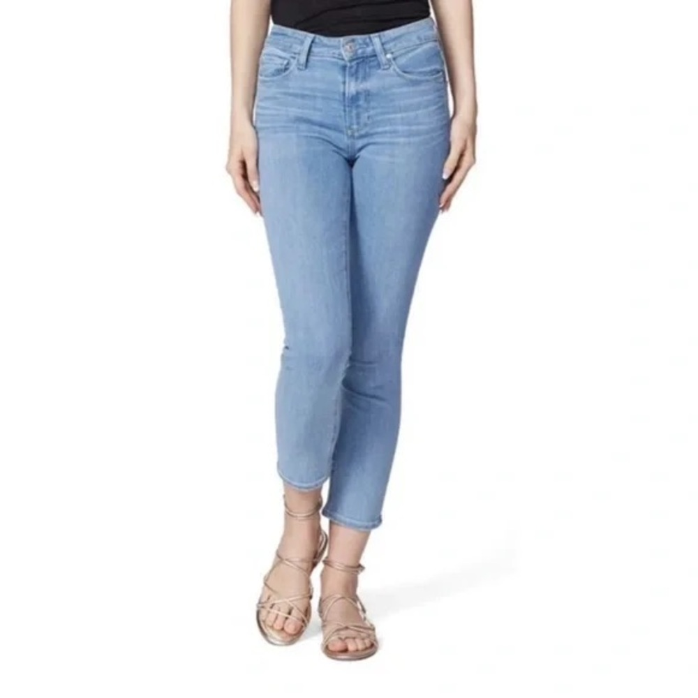 PAIGE Hoxton Crop Skinny Jeans Skylee Torn Back Hem, Size 28